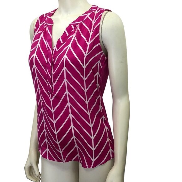 HANNA & GRACIE CHEVRON V NECK SLEEVELESS TOP‎ SM NWT - Picture 2 of 5